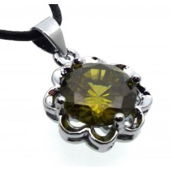 Yellow Zirconia Crystal Sunflower Pendant